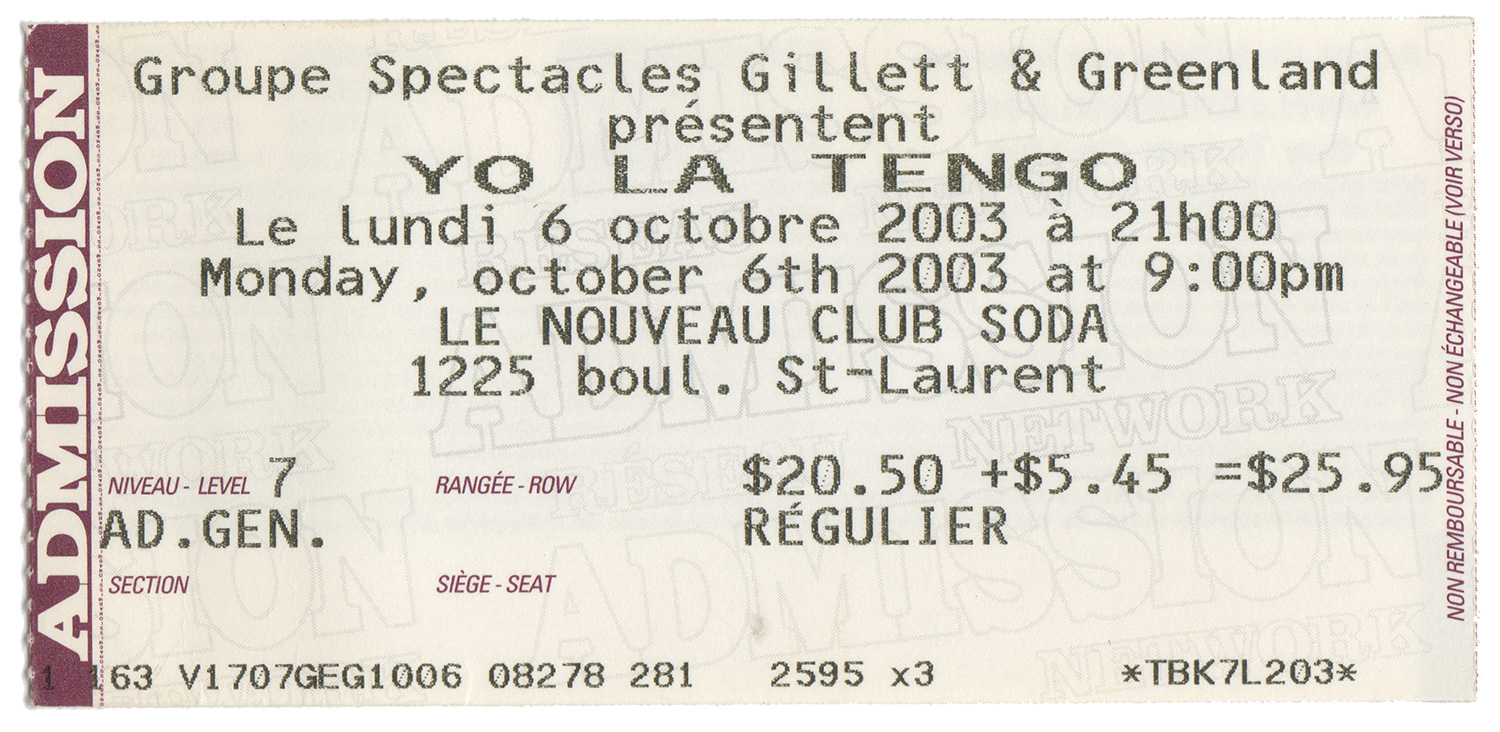 Yo La Tengo, Club Soda, Montreal, QC