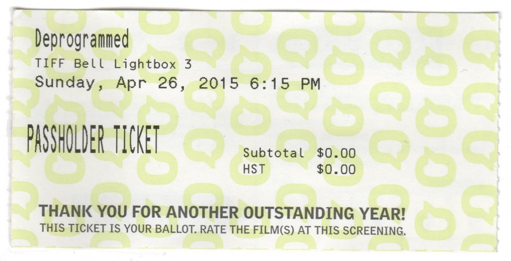 Hot docs 2015 ticket - Deprogrammed