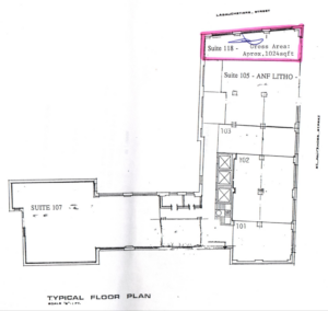 Floor plan of the Unity Building showing the first Plank office