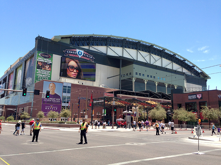 Outside of Chase Field in Phoenix, AZ